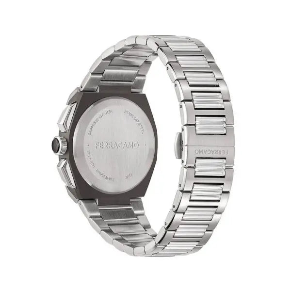 Ferragamo Men’s Swiss Made Quartz Silver Stainless Steel Blue Dial 41mm Watch SFME01123