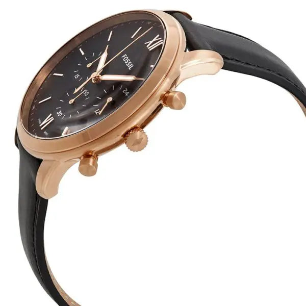 Fossil Men’s Chronograph Quartz Black Leather Strap Black Dial 44mm Watch FS5381