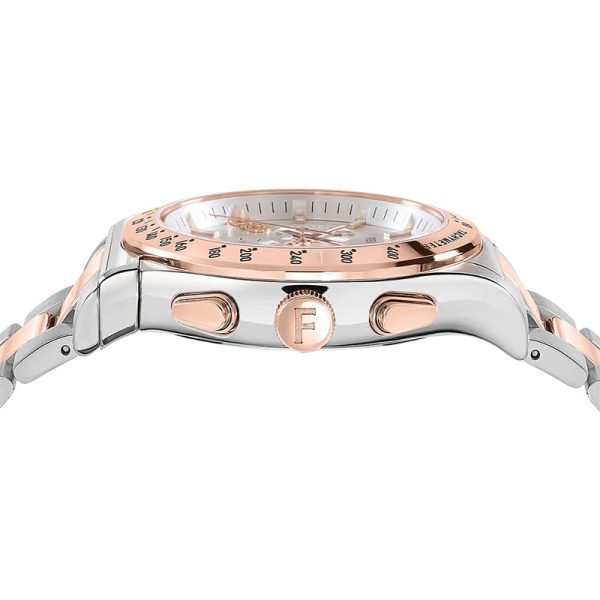 Ferragamo Men’s Swiss Made Quartz Two Tone Stainless Steel Silver Sunray Dial 42mm Watch SFKZ00623
