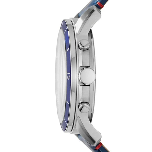 Fossil Men’s Chronograph Quartz Leather Strap Multi Color Dial 44mm Watch FS5373