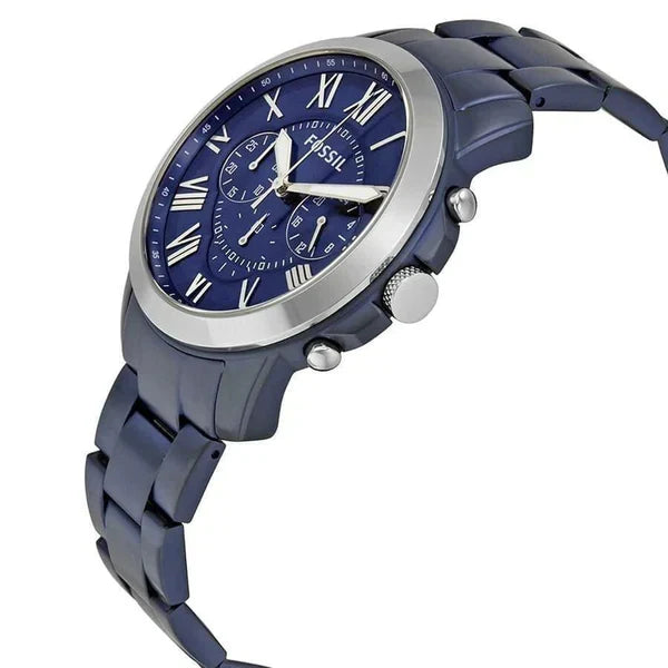 Fossil Men’s Chronograph Quartz Blue Stainless Steel Blue Dial 44mm Watch FS5230