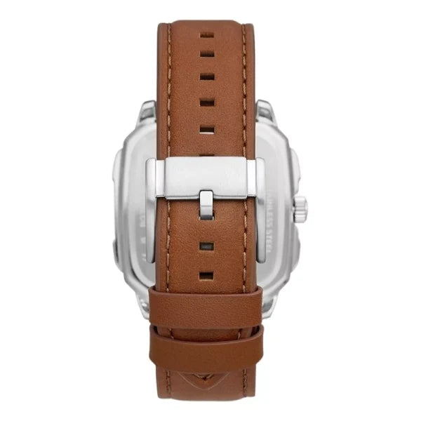 Fossil Men’s Quartz Brown Leather Strap Silver Dial 42mm Watch BQ2658
