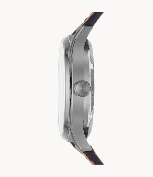 Fossil Men’s Automatic Brown Leather Strap Blue Skeleton Dial 42mm Watch ME3179