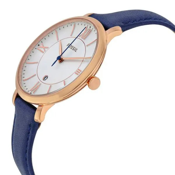 Fossil Women’s Quartz Blue Leather Strap White Dial 36mm Watch ES3843