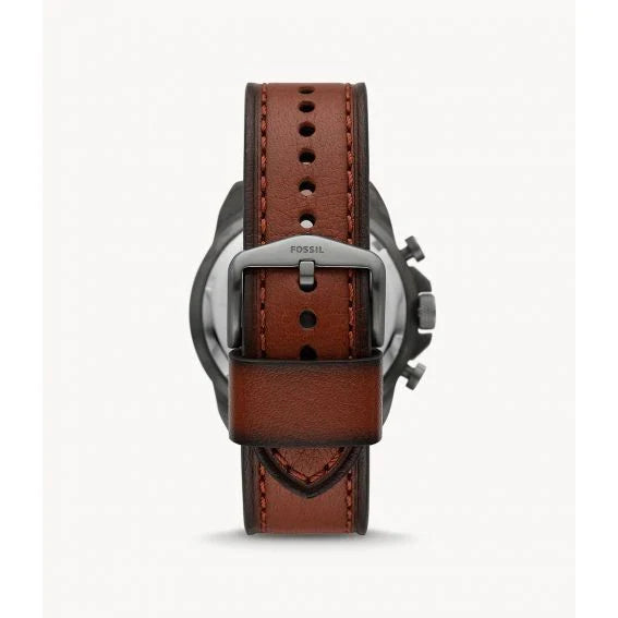 Fossil Men’s Quartz Brown Leather Strap Grey Dial 44mm Watch FS5855