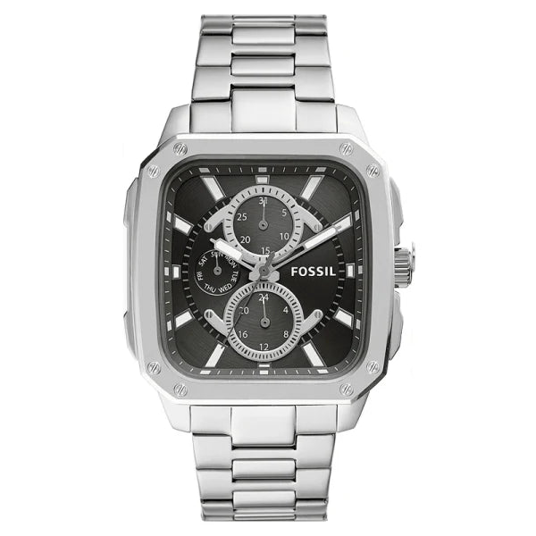 Fossil Men’s Quartz Silver Stainless Steel Black Dial 42mm Watch BQ2655