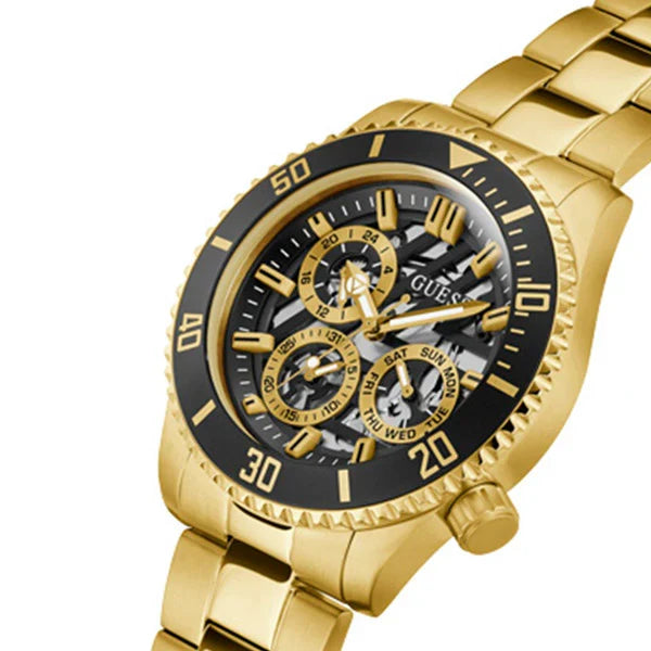 Guess Men’s Quartz Gold Stainless Steel Black Dial 45mm Watch GW0488G2