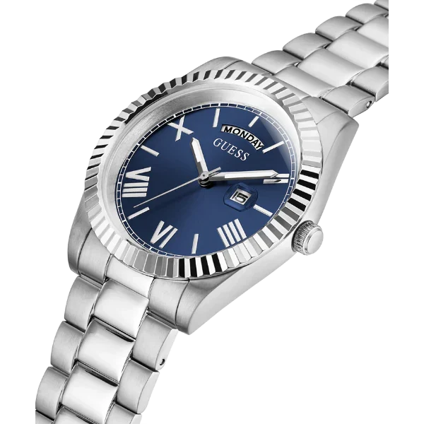 Guess Men’s Quartz Silver Stainless Steel Blue Dial 42mm Watch GW0265G7