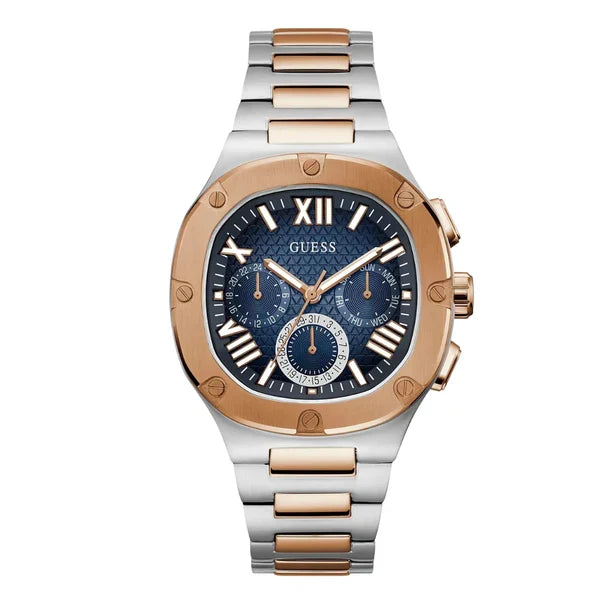 Guess Men’s Quartz Two Tone Stainless Steel Blue Dial 42mm Watch GW0572G4