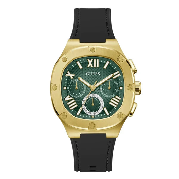 Guess Men’s Quartz Black Silicone Strap Green Dial 42mm Watch GW0571G3