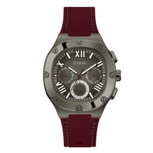 Guess Men’s Quartz Red Silicone Strap Grey Dial 42mm Watch GW0571G4