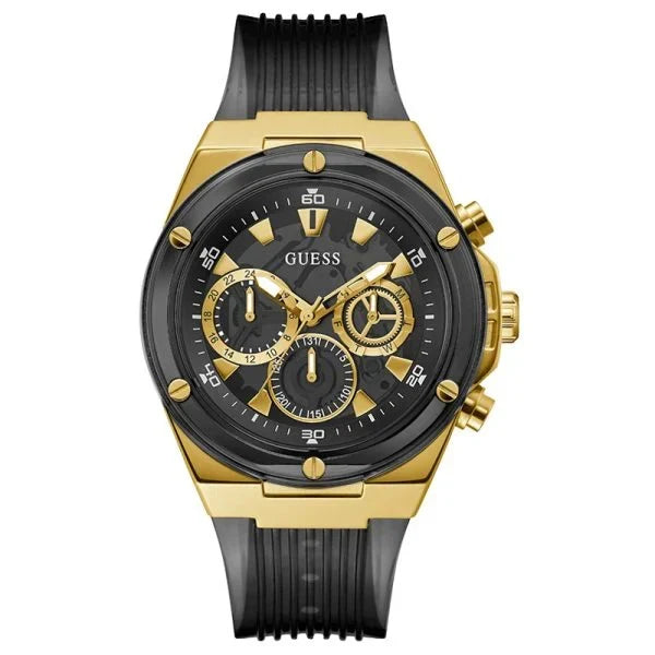 Guess Men’s Quartz Black Silicone Strap Black Dial 46mm Watch GW0425G1