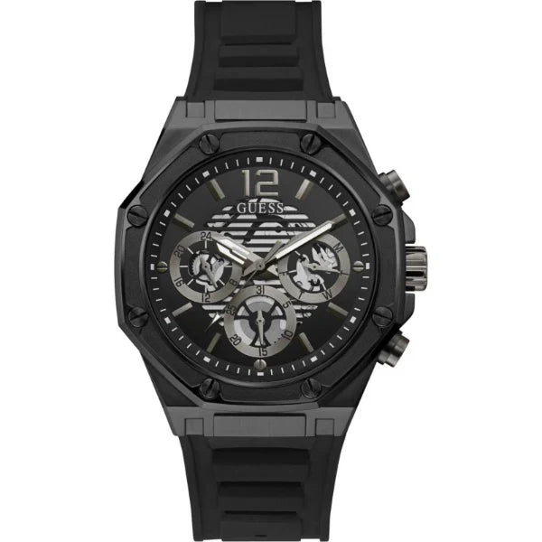 Guess Men’s Quartz Black Silicone Strap Black Dial 44mm Watch GW0263G4