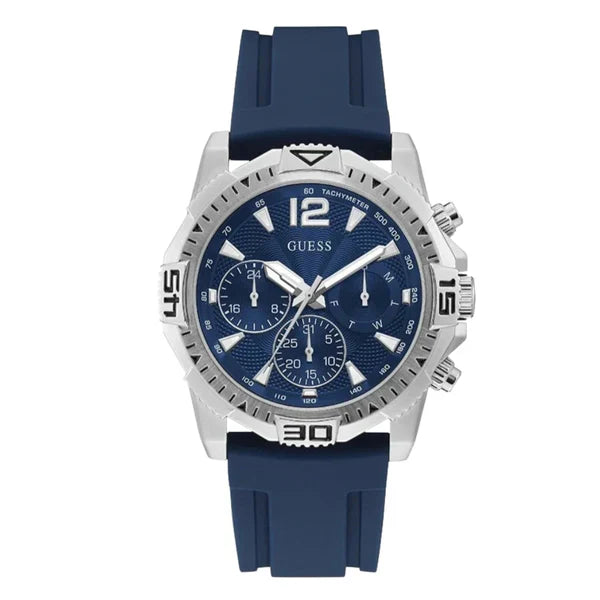 Guess Men’s Quartz Silicone Strap Blue Dial 45mm Watch GW0211G1