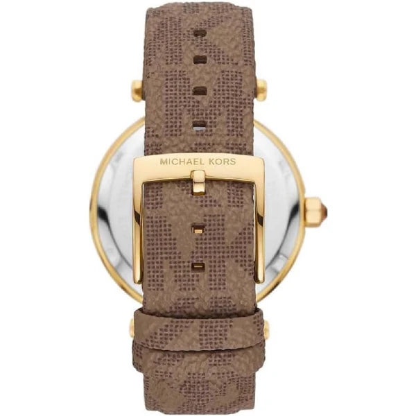 Michael Kors Women’s Quartz Brown PVC Strap Gold Dial 39mm Watch MK2973