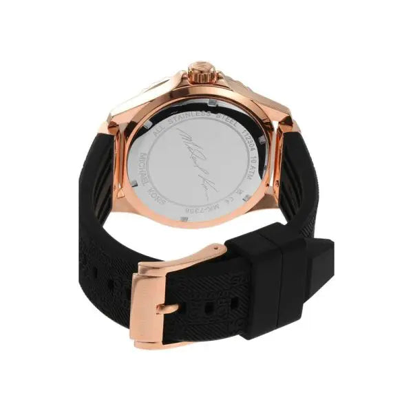 Michael Kors Women’s Quartz Black Silicone Strap Rose Gold Dial 43mm Watch MK7358