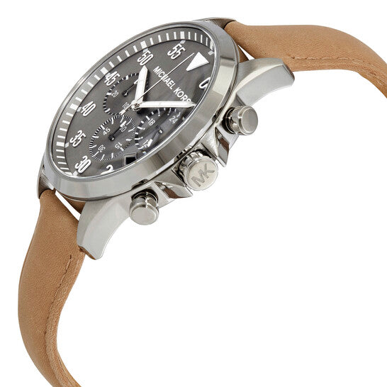 Michael Kors Men’s Chronograph Quartz Leather Strap Grey Dial 45mm Watch MK8616