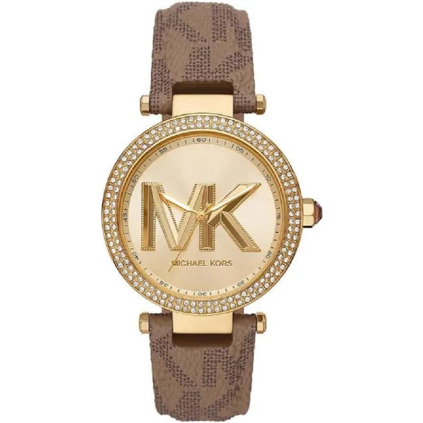 Michael Kors Women’s Quartz Brown PVC Strap Gold Dial 39mm Watch MK2973