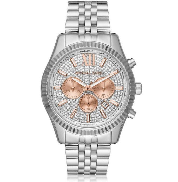 Michael Kors Men’s Quartz Stainless Steel Crystal Pave Dial 44mm Watch MK8515