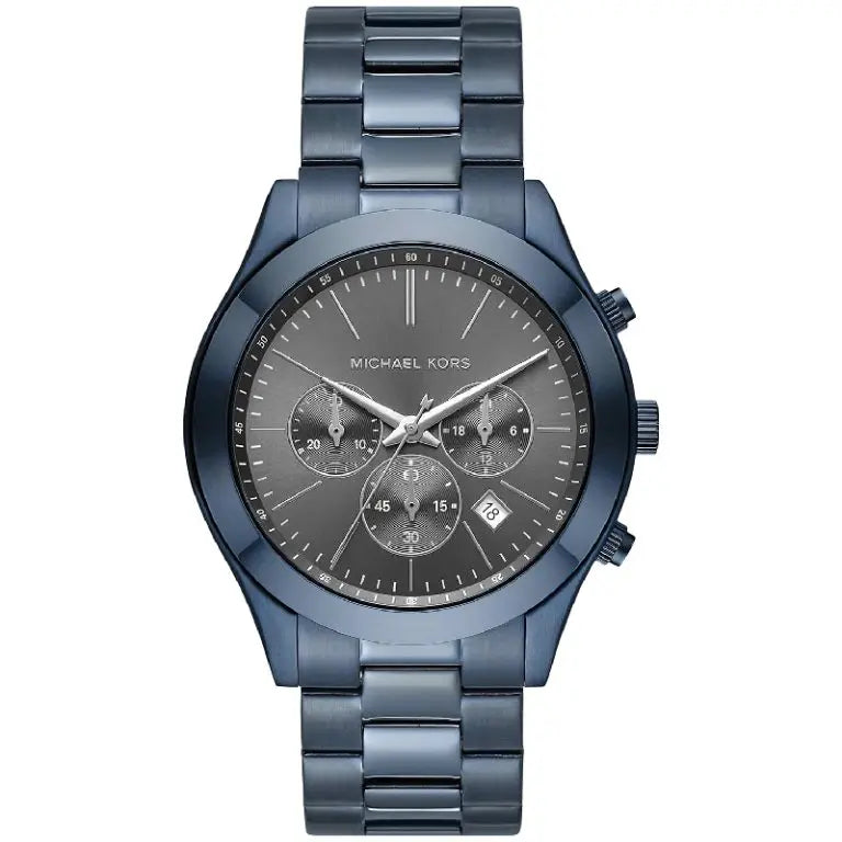 Michael Kors Men’s Quartz Blue Stainless Steel Grey Dial 44mm Watch MK8918