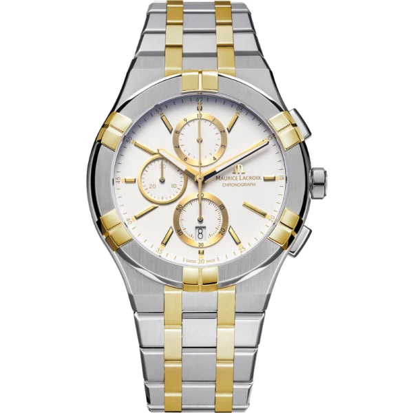 Maurice Lacroix Men’s Quartz Swiss Made Two-Tone Stainless Steel White Dial 42mm Watch AI1118-PVY03-130-1
