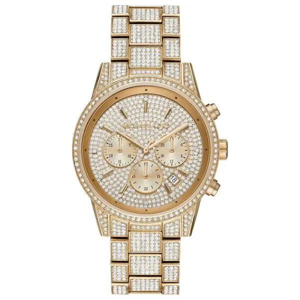 Michael Kors Women’s Quartz Gold Pave Stainless Steel Gold Pave Dial 41mm Watch MK6747