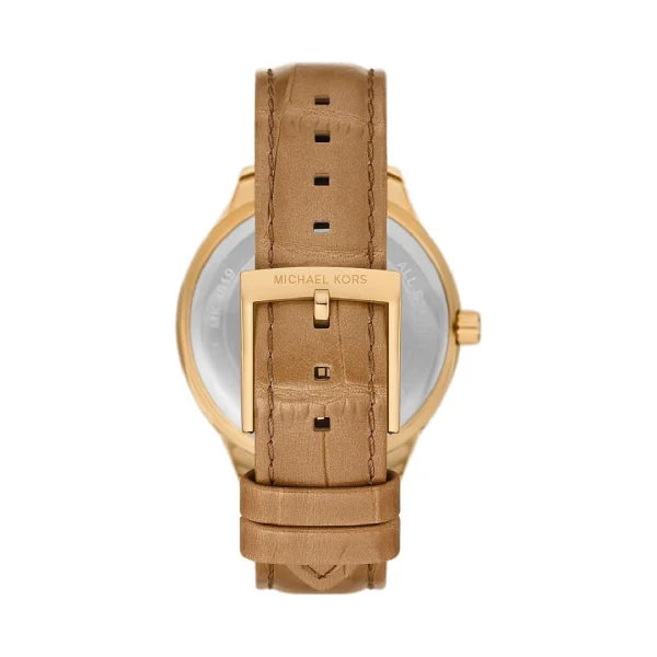 Michael Kors Women’s Quartz Brown Leather Strap Mother Of Pearl Dial 38mm Watch MK4819
