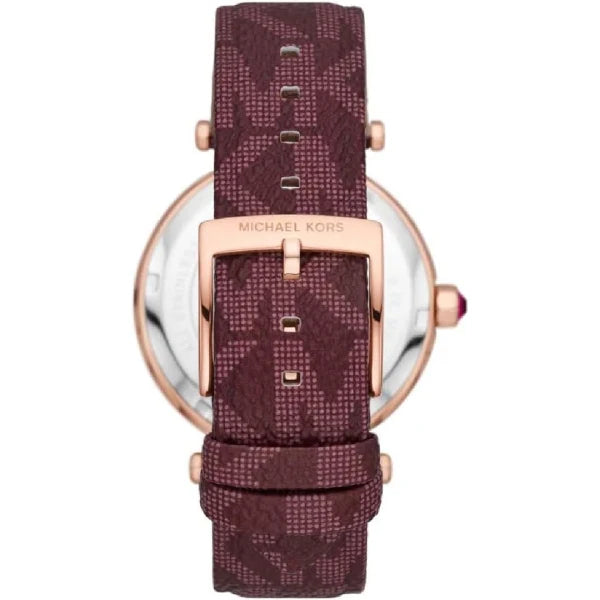 Michael Kors Women’s Quartz Burgundy PVC Strap Rose Gold Dial 40mm Watch MK2974