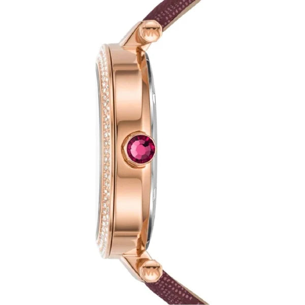 Michael Kors Women’s Quartz Burgundy PVC Strap Rose Gold Dial 40mm Watch MK2974