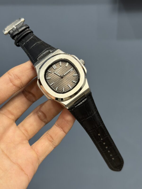 NEW COLLECTION SILVER CASE WITH GREY DIAL & BLACK LEATHER STRAP