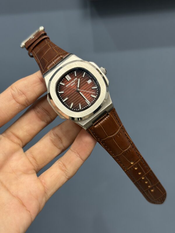 NEW COLLECTION SILVER CASE WITH BROWN DIAL & BROWN LEATHER STRAP