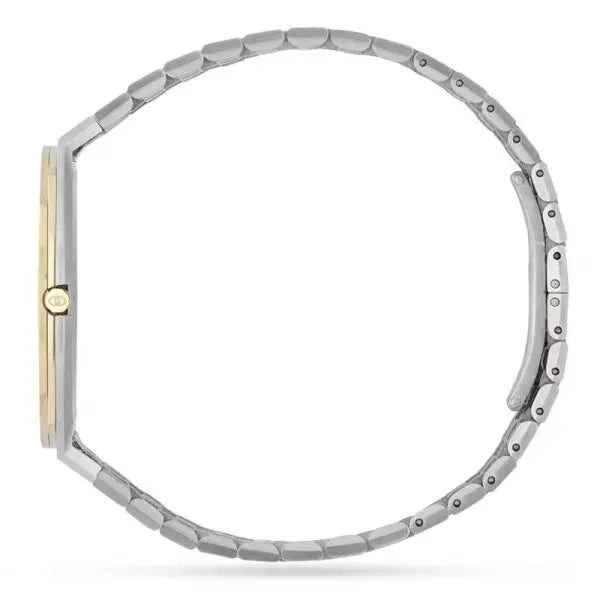 Gucci Women’s Swiss Made Quartz Silver Stainless Steel Gold Dial 34mm Watch YA163403