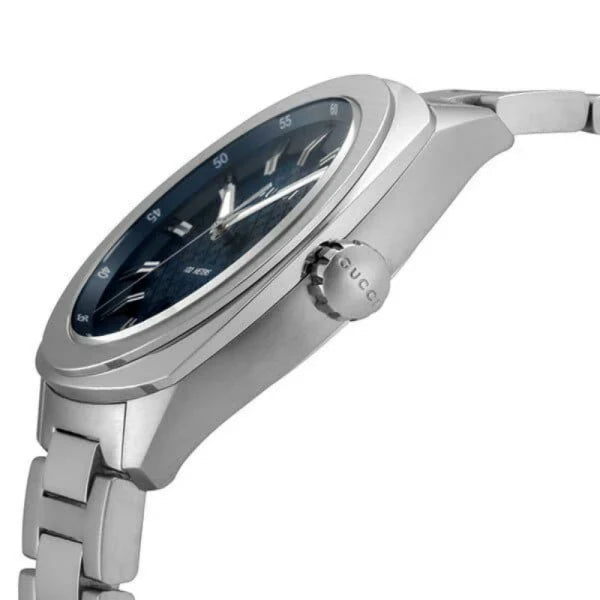 Gucci Men’s Swiss Made Quartz Silver Stainless Steel Blue Dial 41mm Watch YA142314