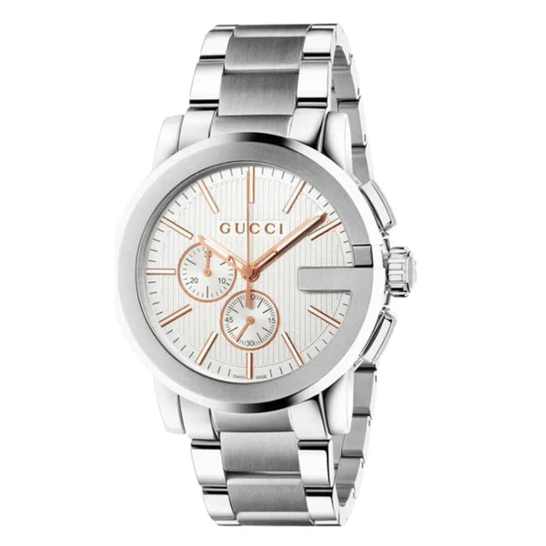 Gucci Men’s Swiss Made Quartz Stainless Steel Silver Dial 44mm Watch YA101201
