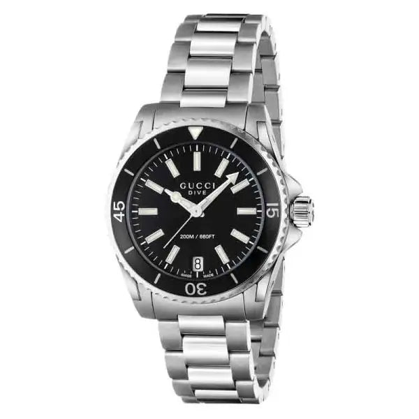 Gucci Women’s Quartz Stainless Steel Swiss Made Black Dial 32mm Watch YA136403