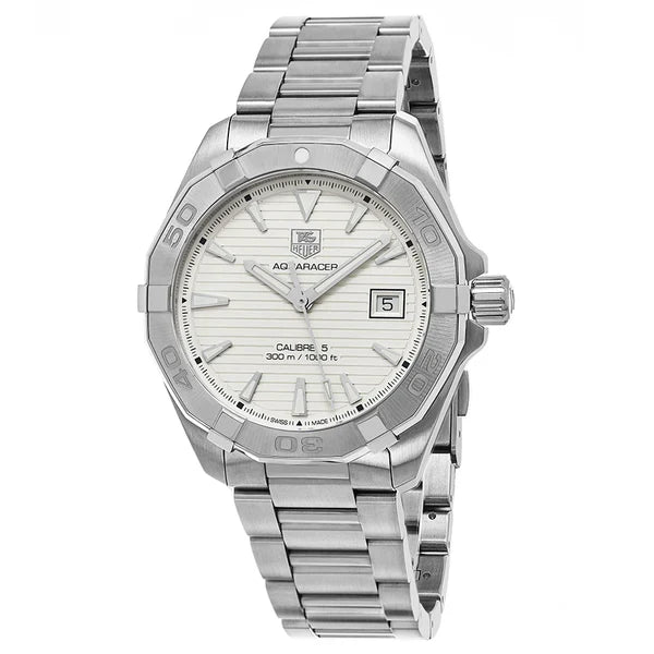Tag Heuer Aquaracer Men’s Automatic Swiss Made Silver Stainless Steel Grey Dial 41mm Watch WAY2111.BA0928