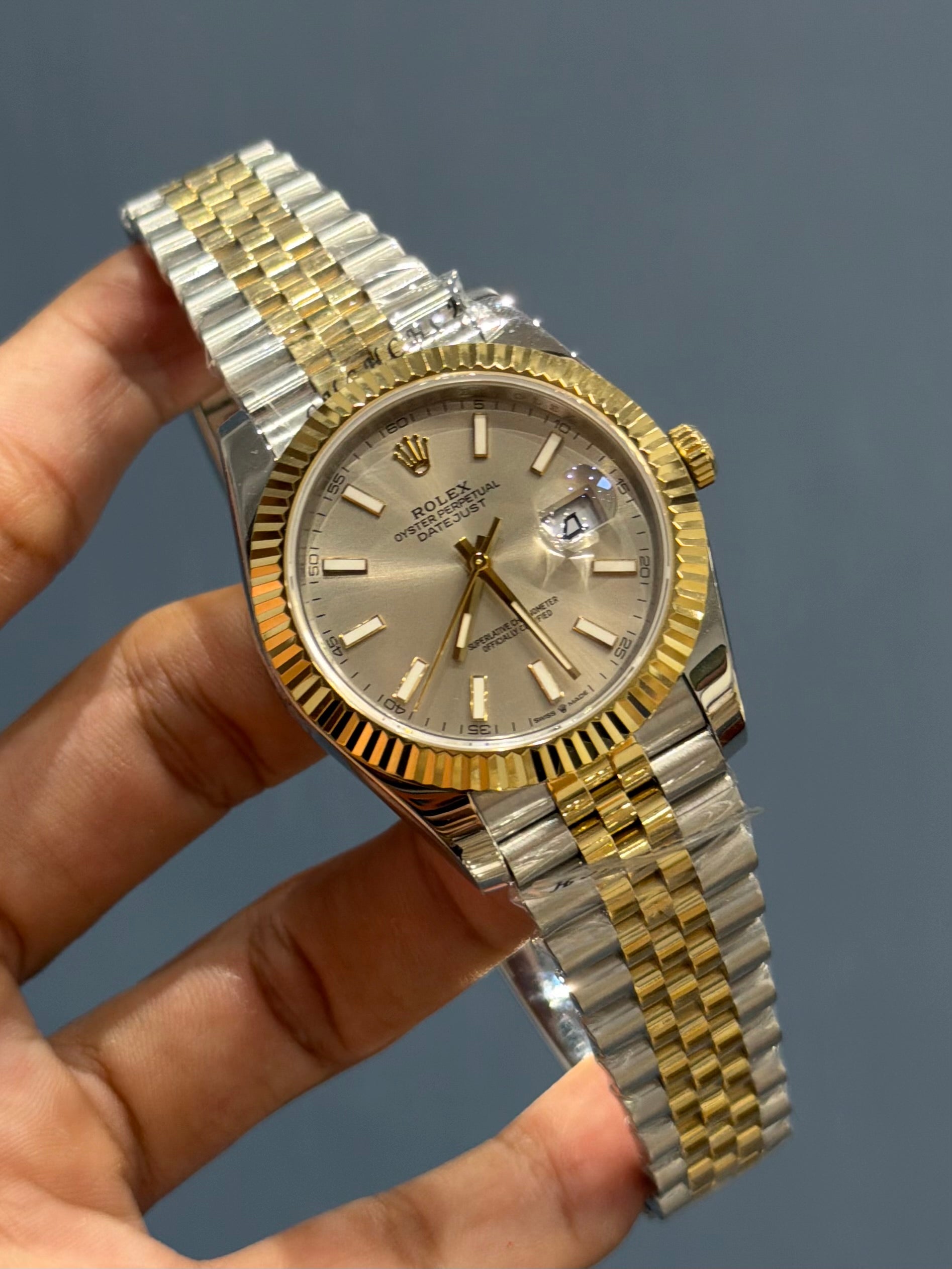 NEW COLLECTION 41 TWO TONE GOLD WITH GREY DIAL AUTOMATIC WATCH OZ MADE