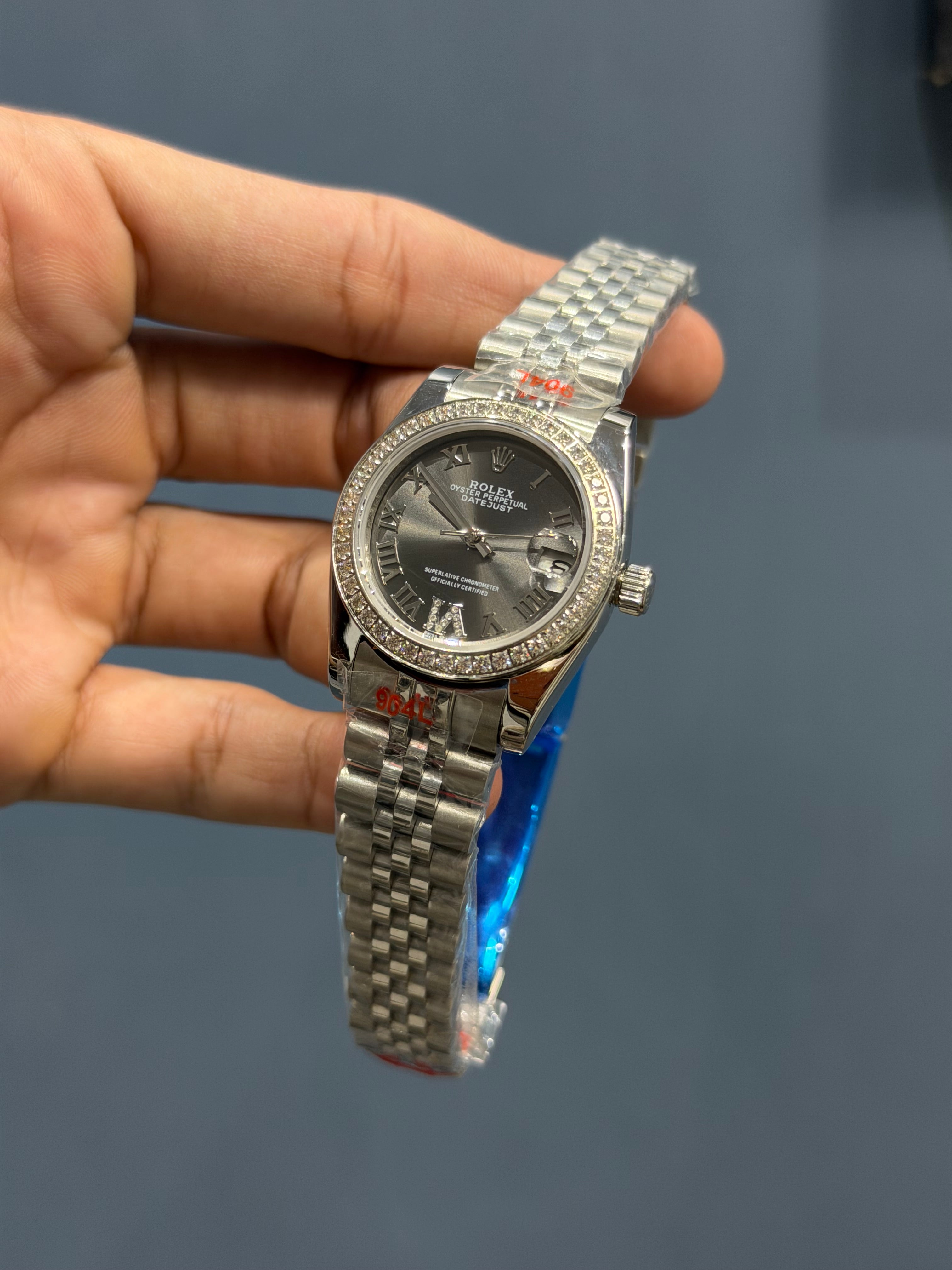 NEW COLLECTION 31 SILVER WITH BLACK DIAL STONE BEZEL AUTOMATIC WATCH FACTORY