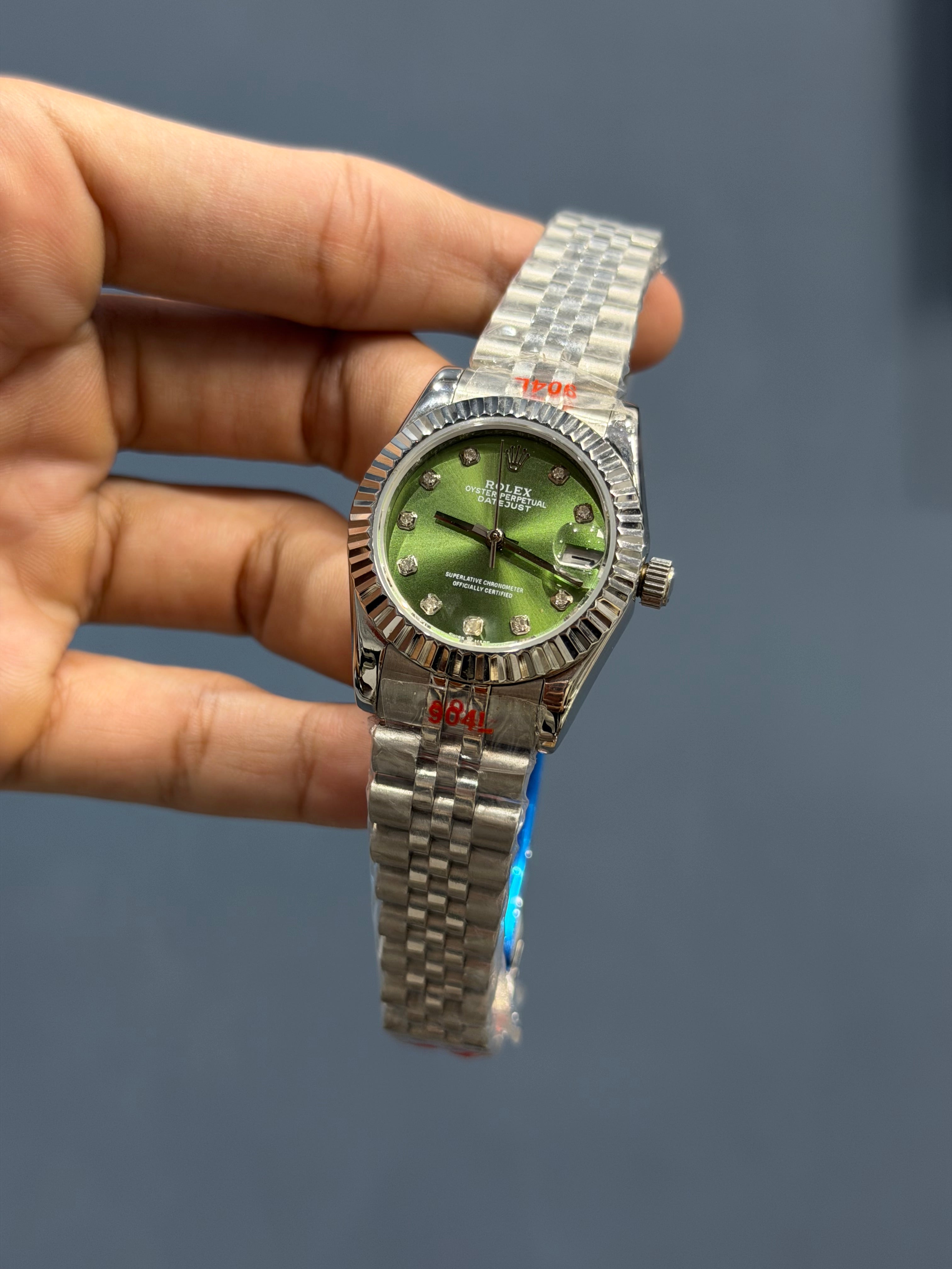 NEW COLLECTION 31 SILVER WITH GREEN DIAL FLUTTED BEZEL AUTOMATIC WATCH