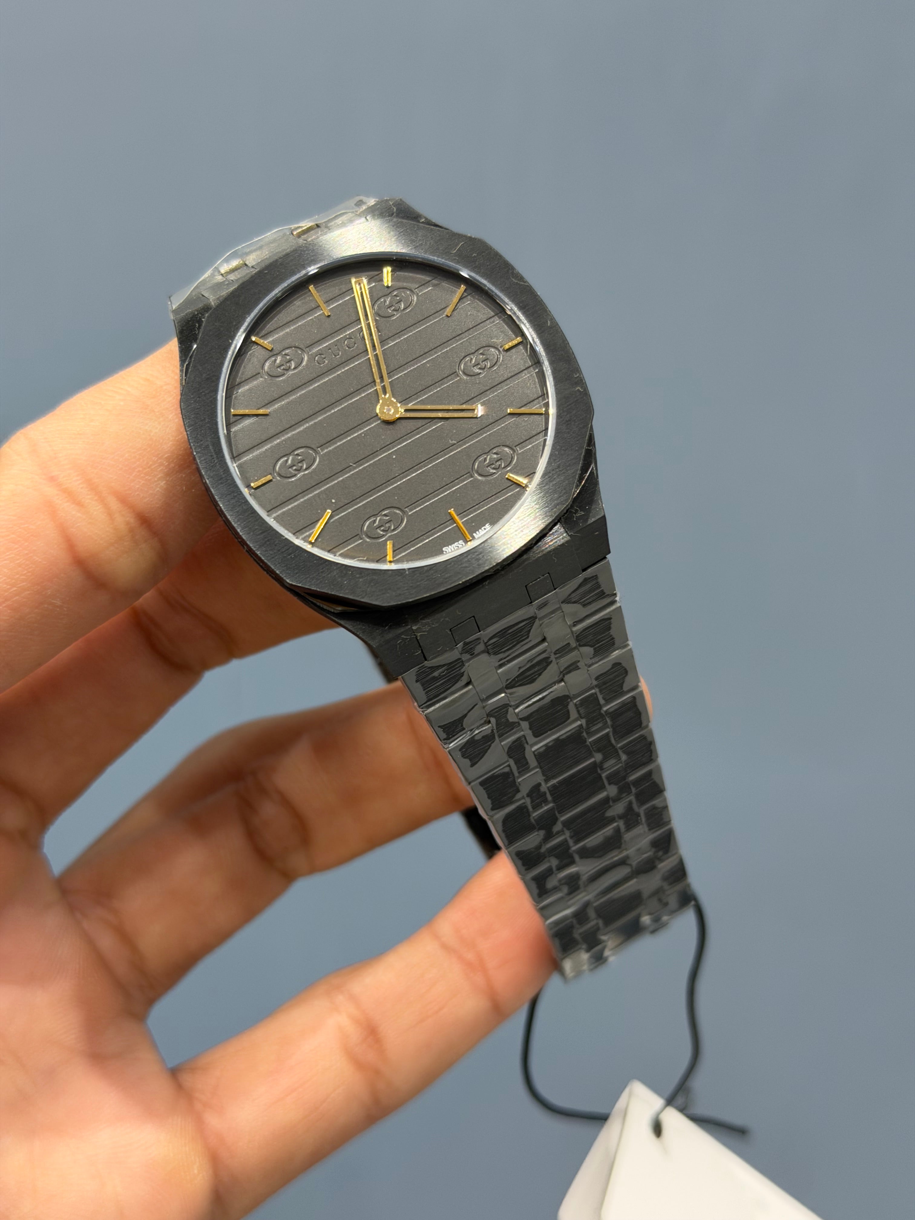 NEW COLLECTION FULL BLACK WITH BLACK GOLDEN INDEX DIAL CHAIN SLIM WATCH