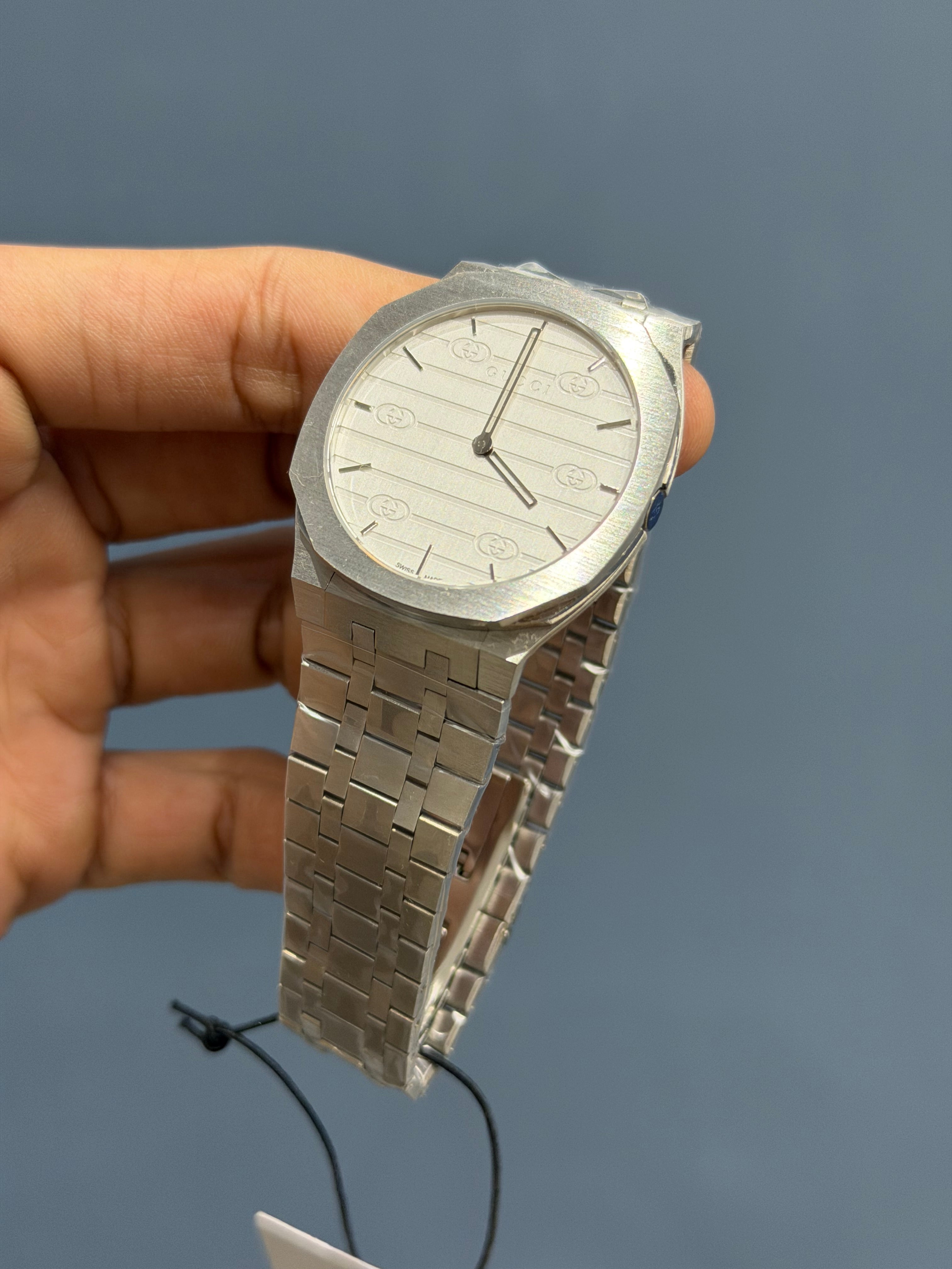 NEW COLLECTION SILVER WITH WHITE DIAL CHAIN SLIM WATCH