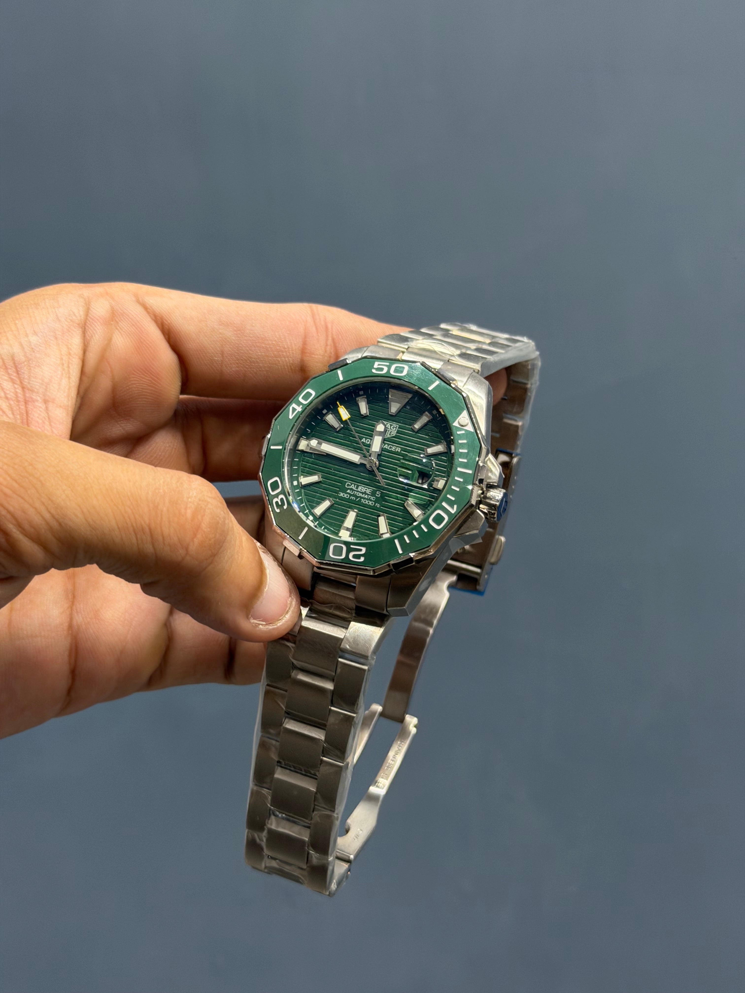 NEW COLLECTION SILVER WITH GREEN DIAL AND BEZEL AUTOMATIC WATCH