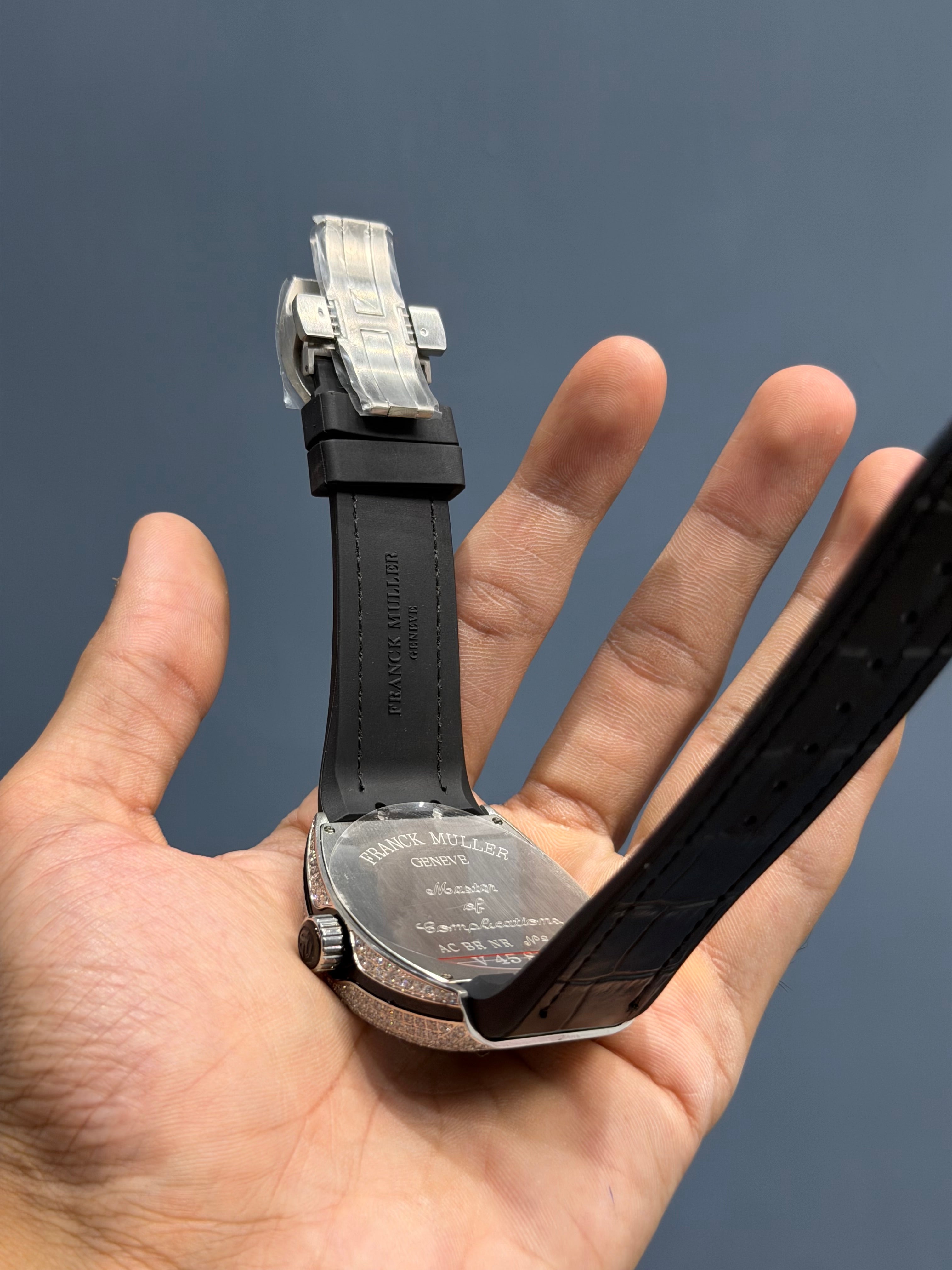 NEW COLLECTION SILVER STONE CASE & DIAL WITH BLACK LEATHER STRAP