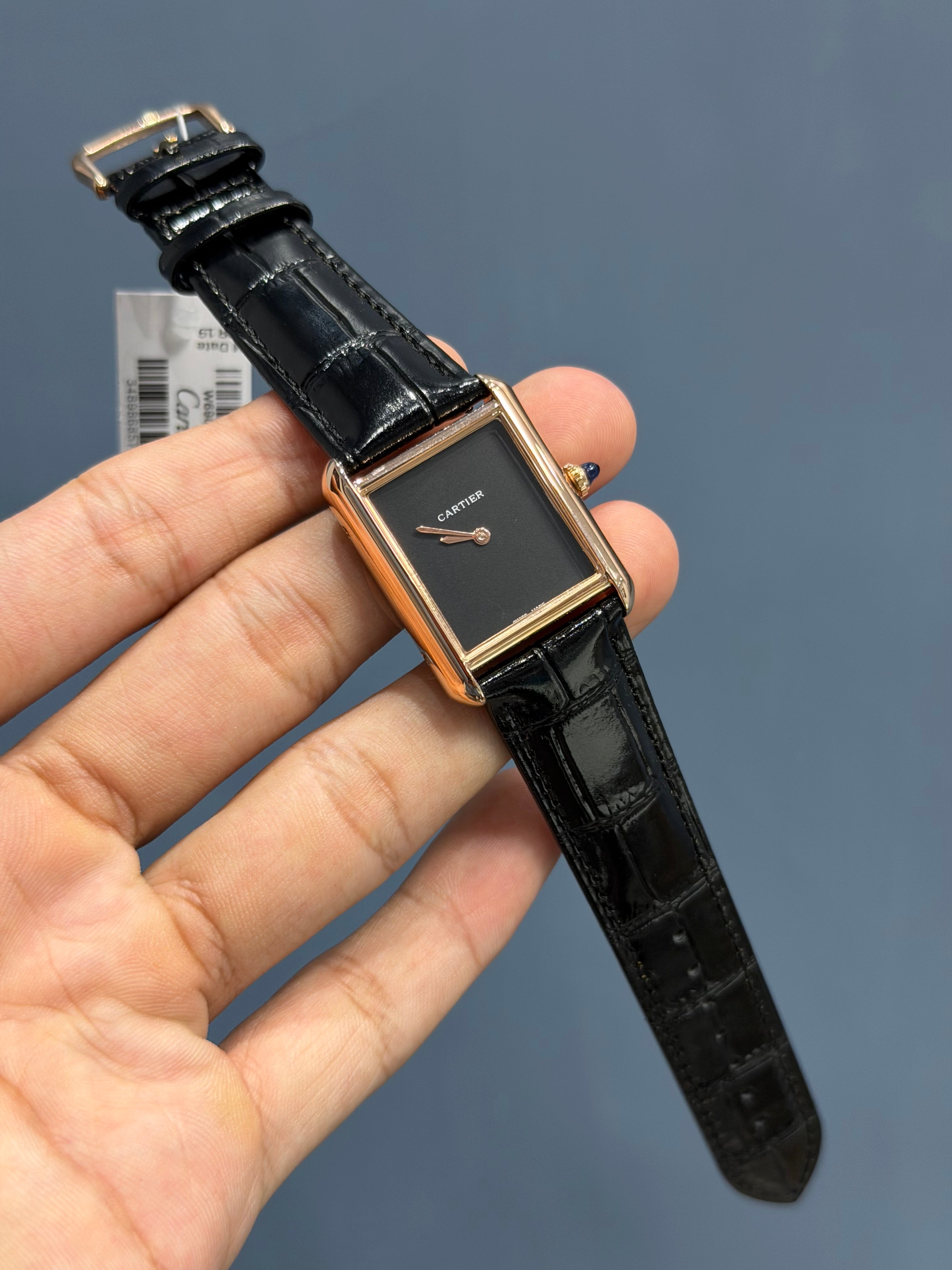 NEW COLLECTION 36MM ROSE GOLD CASE WITH BLACK DIAL & LEATHER STRAP WATCH