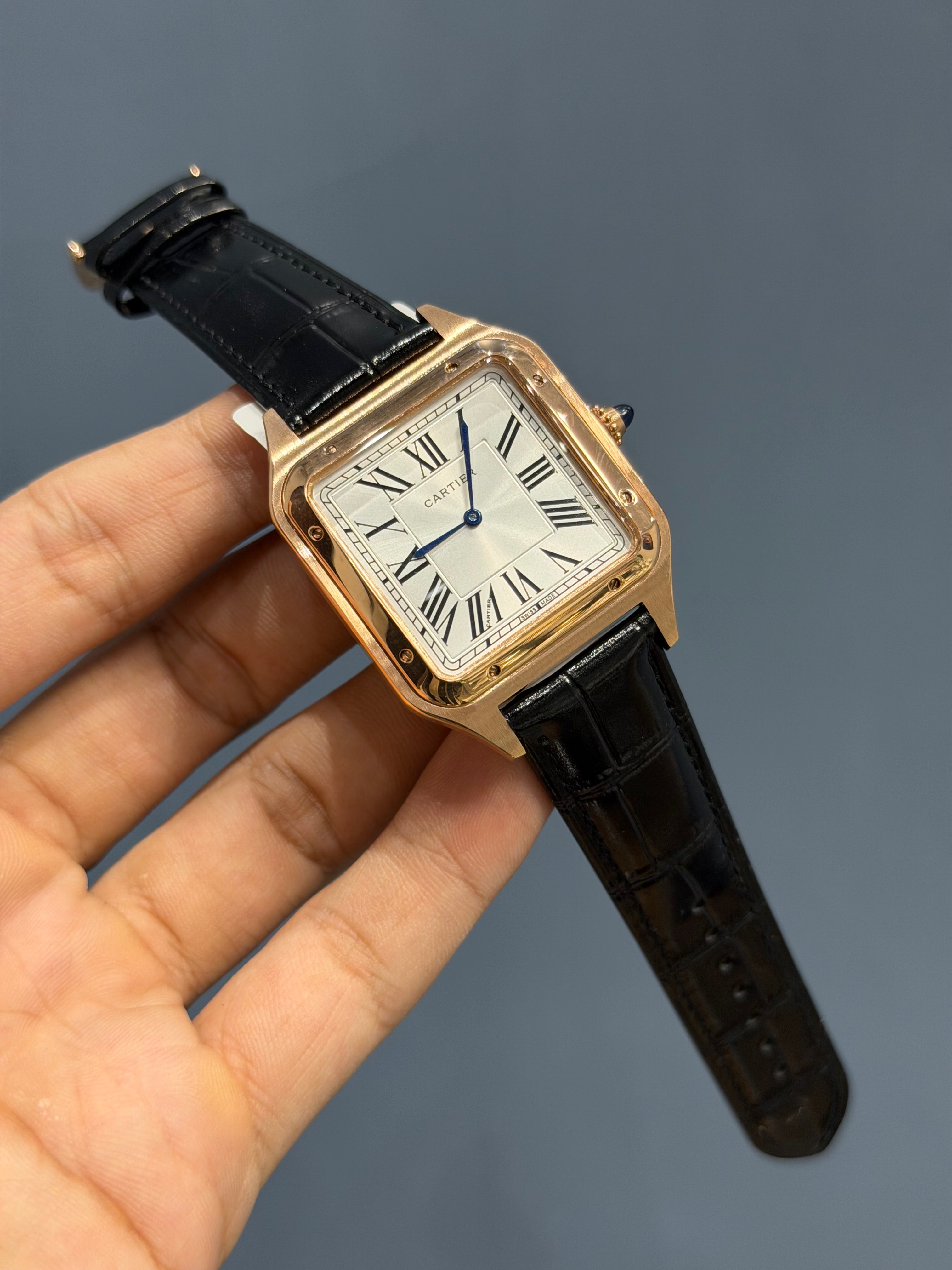 NEW COLLECTION ROSE CASE WITH WHITE DIAL & BLACK LEATHER STRAP