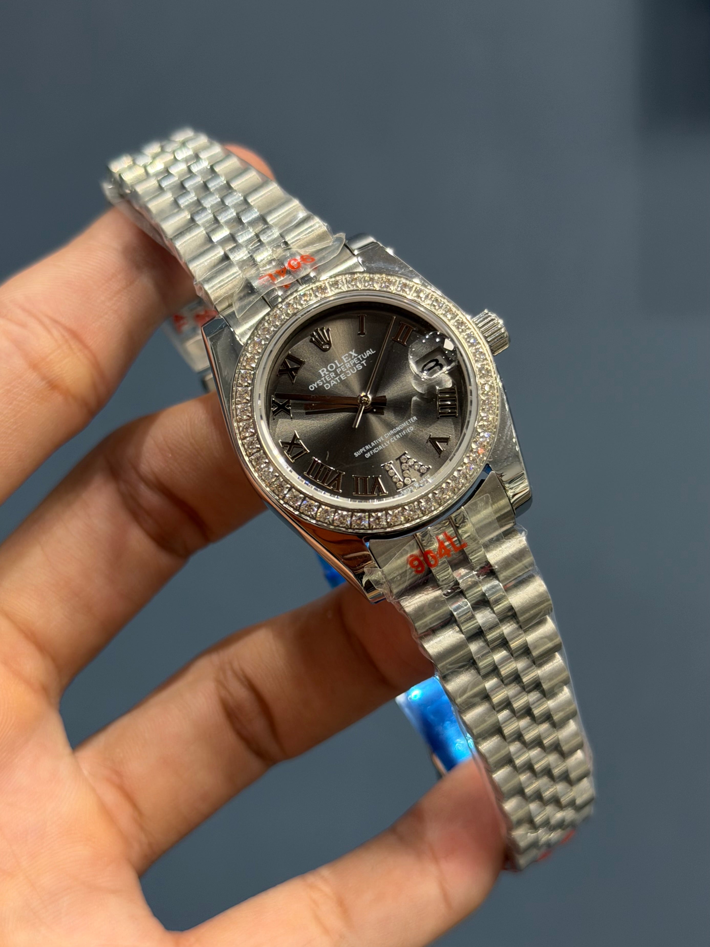 NEW COLLECTION 31 SILVER WITH BLACK DIAL STONE BEZEL AUTOMATIC WATCH FACTORY