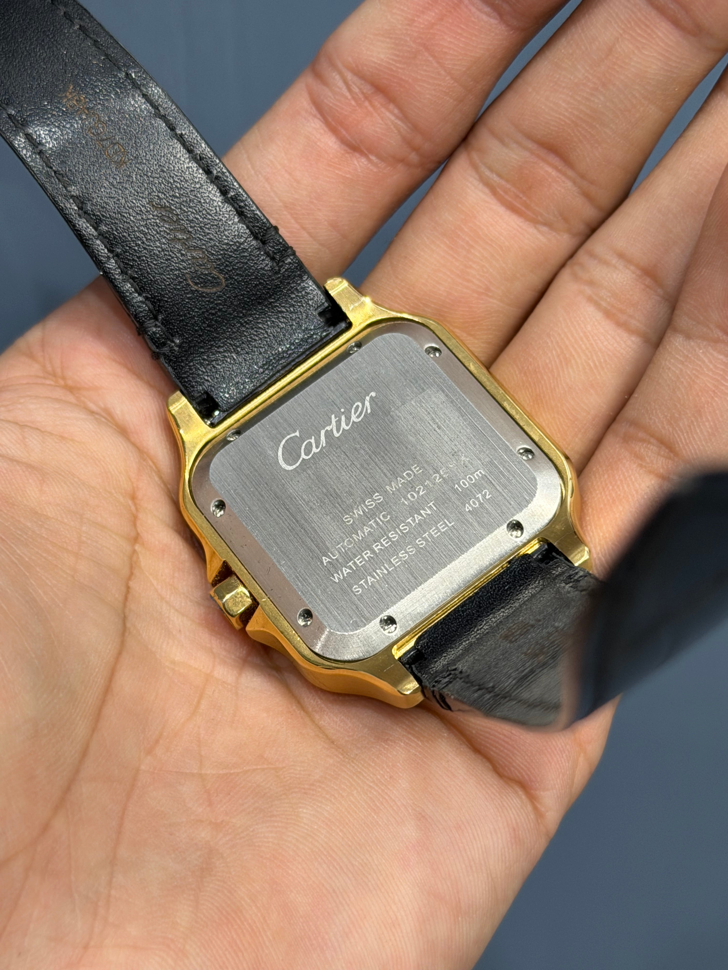 NEW COLLECTION GOLD CASE WITH WHITE DIAL & BLACK LEATHER STRAP