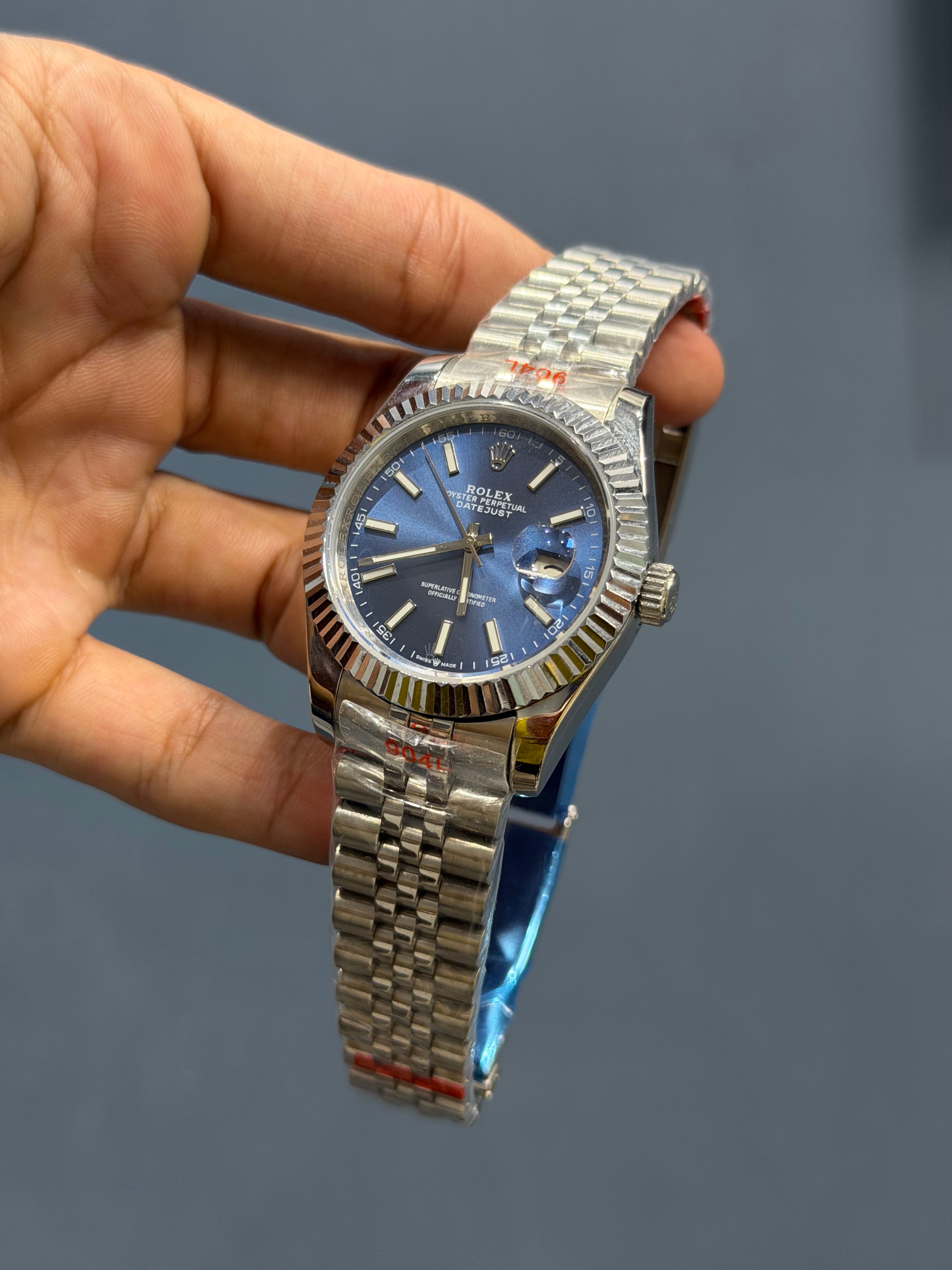 NEW COLLECTION 40 SILVER WITH BLUE DIAL INDEX FIGURE & FLUTED BEZEL ZR FACTORY