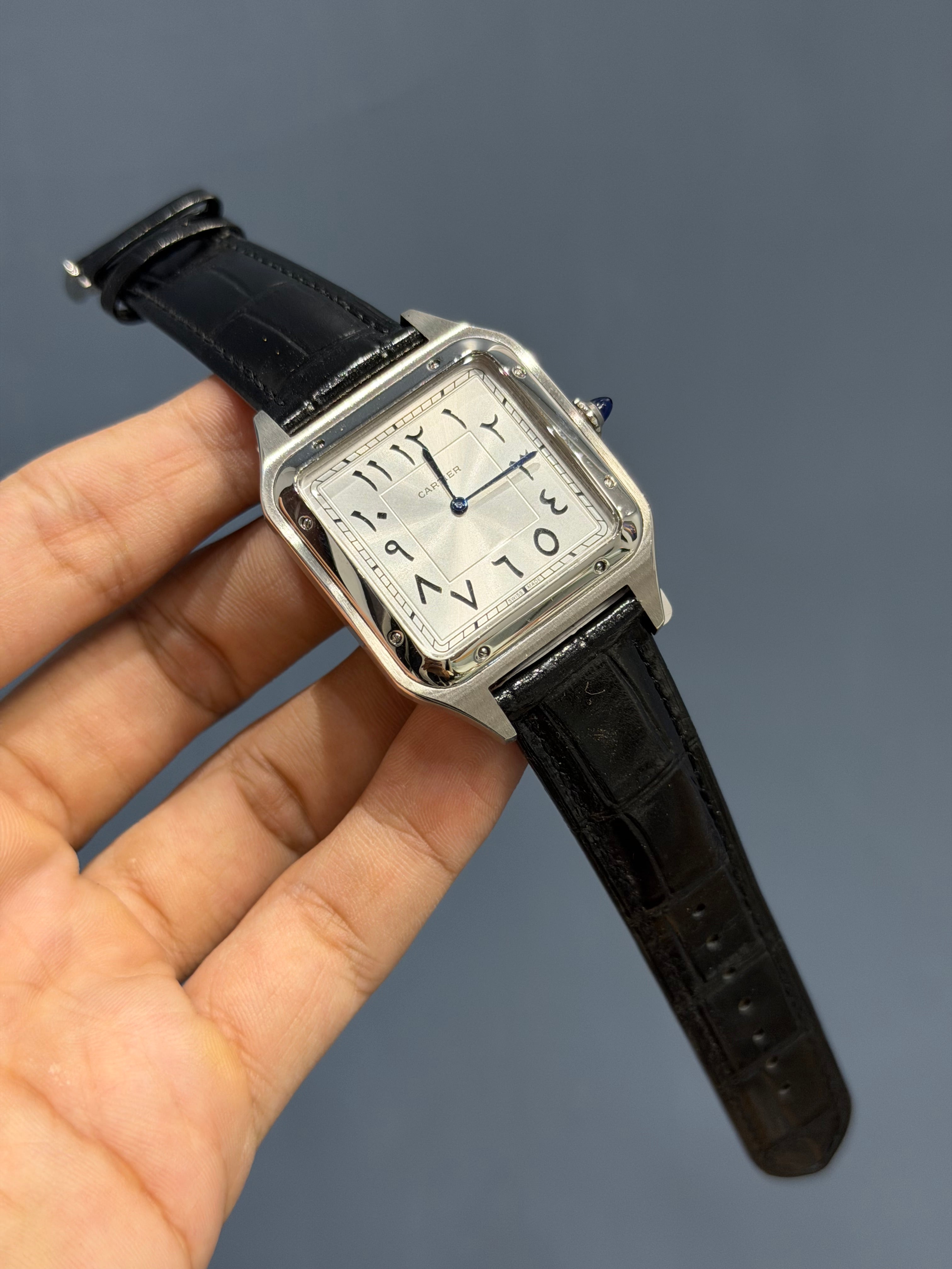 NEW COLLECTION SILVER CASE WITH WHITE ARABIC DIAL & BLACK LEATHER STRAP