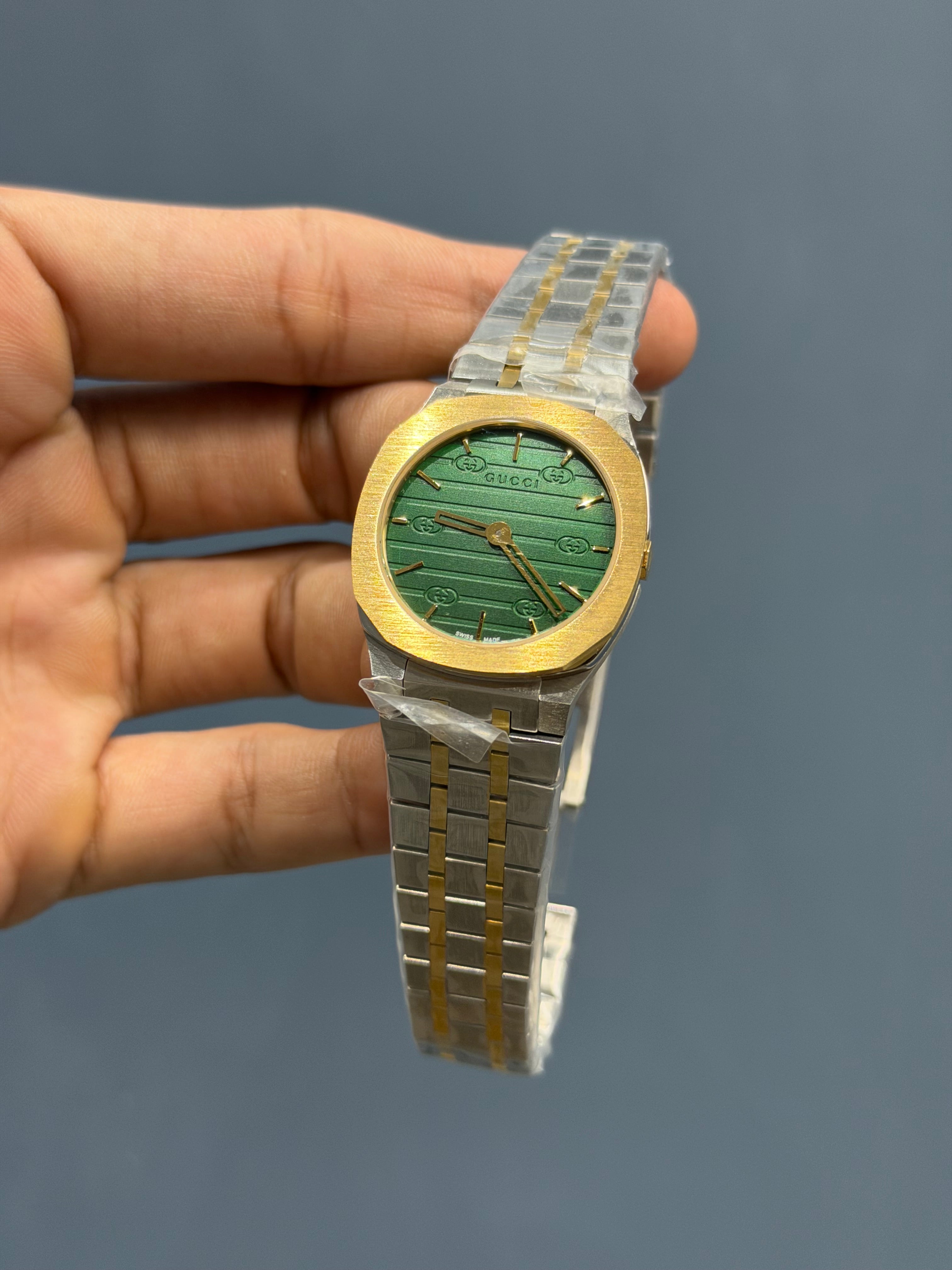 NEW COLLECTION TWOTONE GOLD WITH GREEN DIAL LADIES WATCH